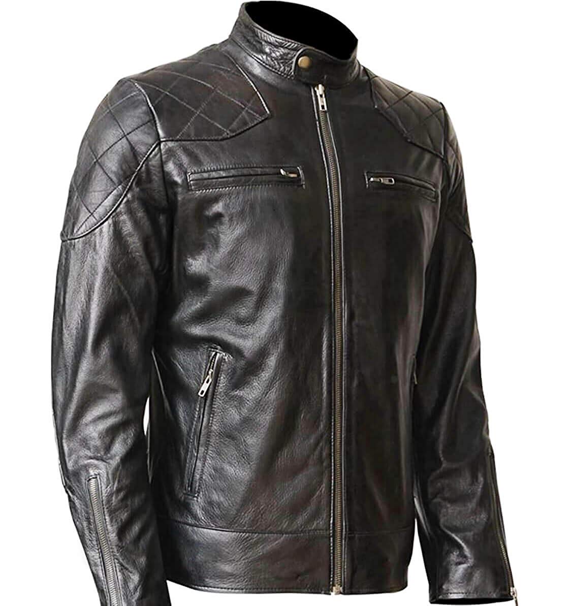Ayesha Mens Leather Jackets Motorcycle Bomber Biker Genuine Lambskin 477 